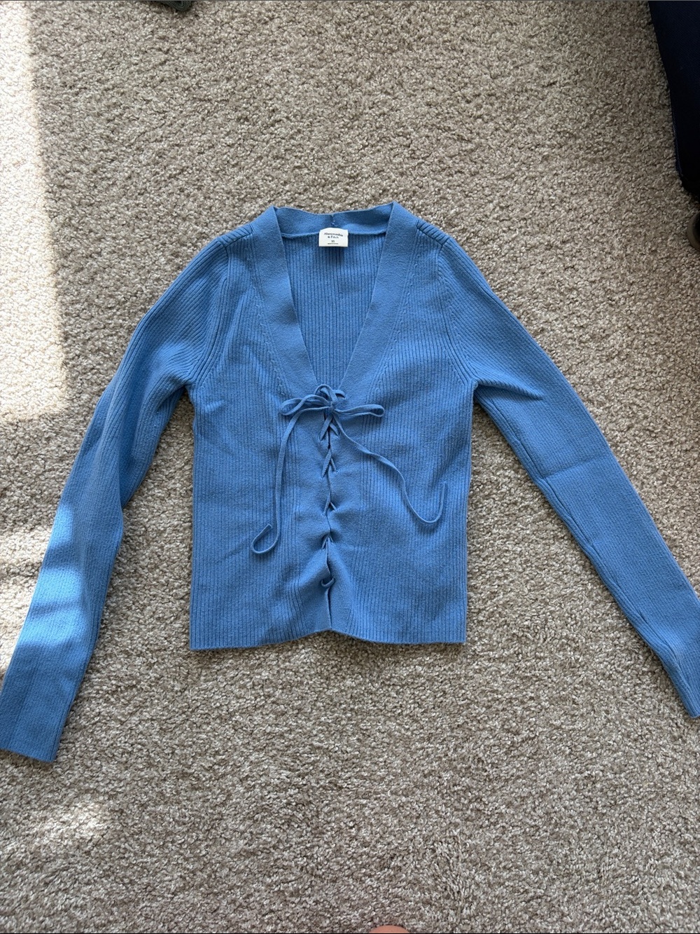 Abercrombie & Fitch Sky Blue Lace-Up V-Neck Cardigan
